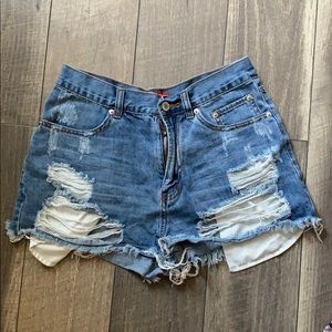 High waisted denim shorts